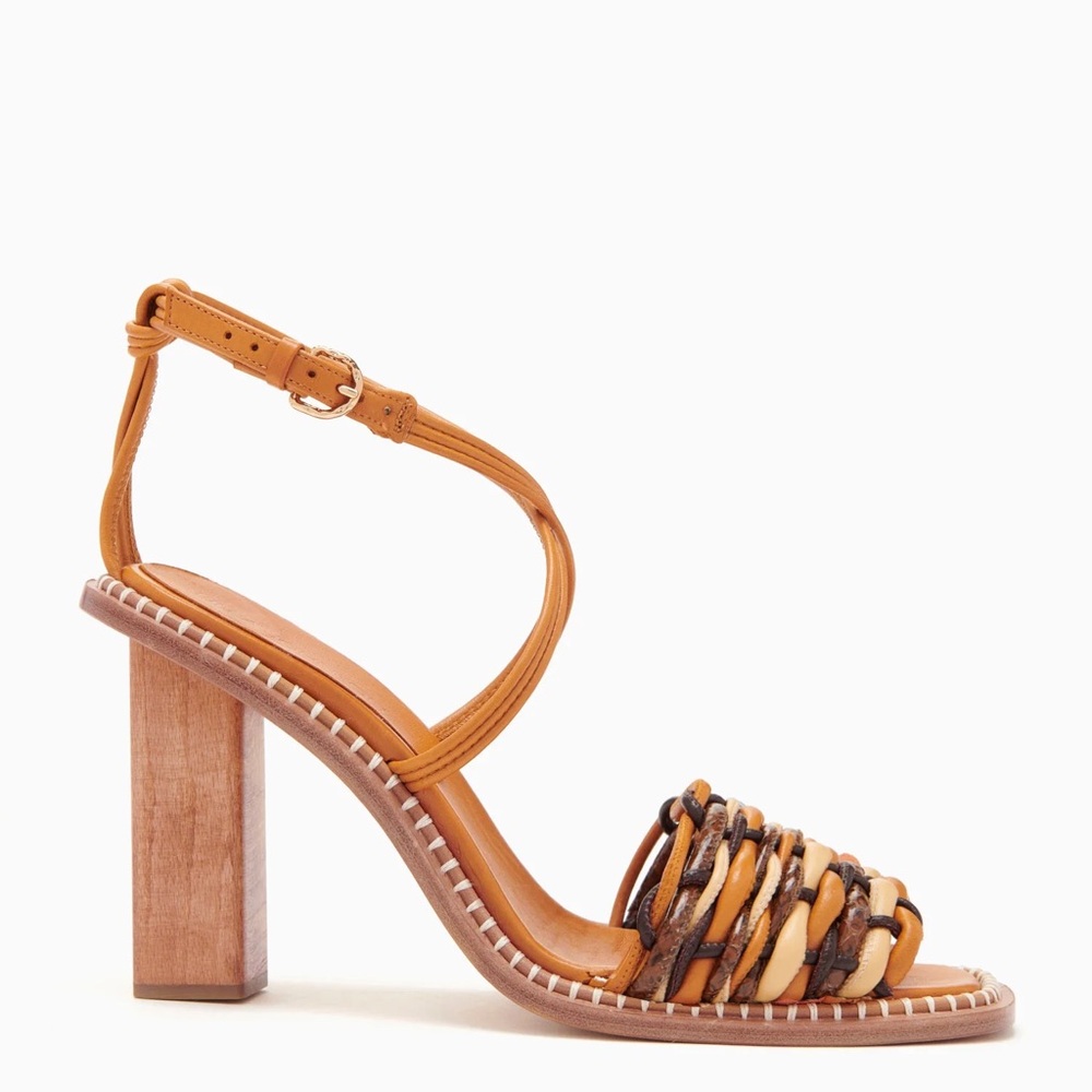 NEW Ulla Johnson Woven Leather Wood Heel Sandal sz 7